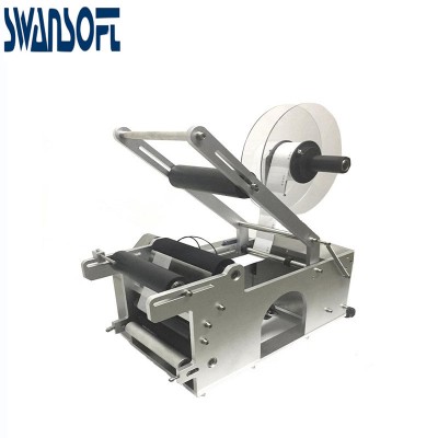 SWANSOFT Semi-automatic Flat  Bottle Labeling Machine for tin bottles/jars/cans/Paper tube